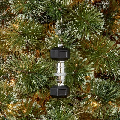 5.5" Dumbbell Glass Christmas Tree Ornament - Wondershop™