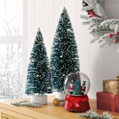  2pk Christmas Lit Sisal Tree Decor Green - Wondershop™