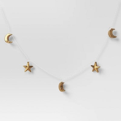  10ct LED Battery Operated Mercury Star And Moon Christmas Indoor/Outdoor Novelty String Lights Warm White With Silver Wire - Wondershop™
