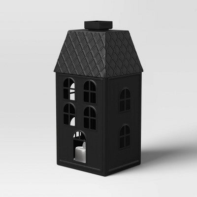  11" Lit Metal House Christmas Village Building - Wondershop™ Black: Indoor Tabletop Decorative Object, Battery-Powered