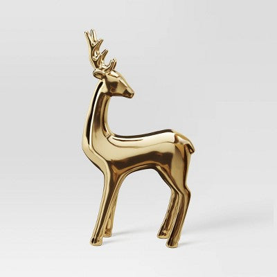  14.75" Plated Ceramic Standing Reindeer Animal Sculpture - Wondershop™ Gold