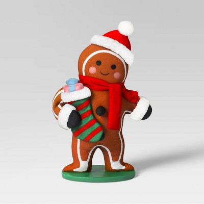  18" Fabric Gingerbread Man Holding Stocking Decorative Sculpture - Wondershop™ Brown