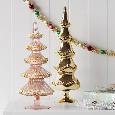  10.25" Christmas Glass Tree Pink - Wondershop™
