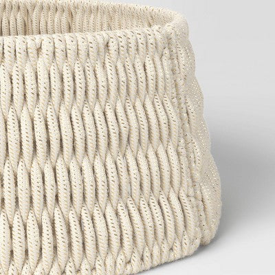  26" Woven Rope With Metallic Accent Christmas Tree Collar White/Gold - Wondershop™