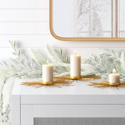  3pc Tealight Metal Burst Christmas Candle Holder Set Gold - Wondershop™