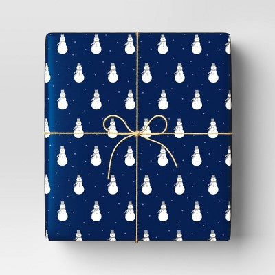  40" 220 Sq Ft Christmas Roll Wrap Snowmen On Navy Blue - Wondershop™