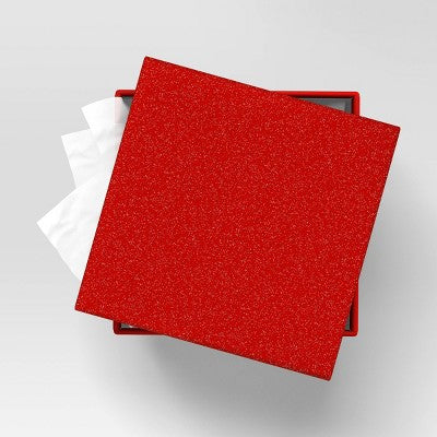  Christmas Wrap Essentials Medium Square Box Red Glitter - Wondershop™