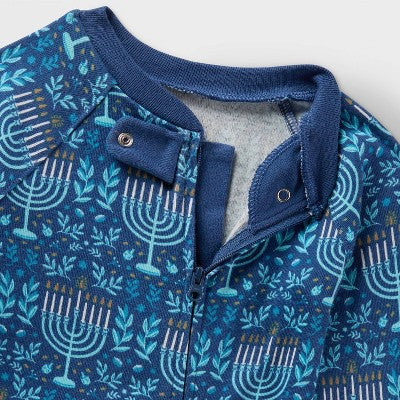  Baby Hanukkah Ribbed Holiday Matching Family Footed Pajama - Wondershop™ Blue