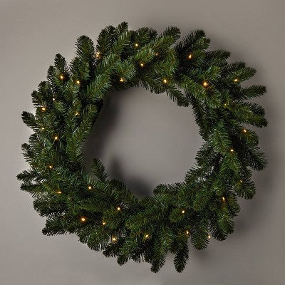  28" Pre-lit Battery Operated Artificial Christmas Wreath LED Dual Color Lights - Wondershop™
