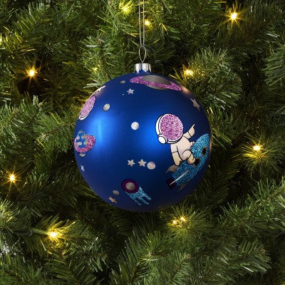  100mm Christmas Shatter-Resistant Ornament Space Blue With Astronaut - Wondershop™