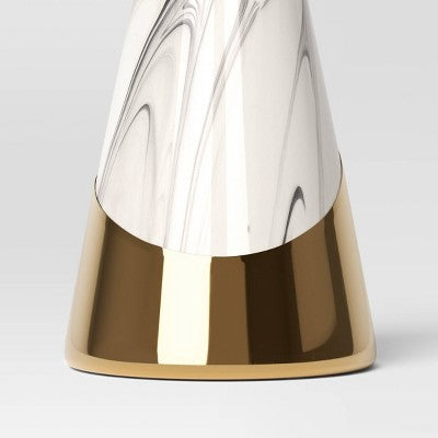  12" Marbled Ceramic Cone Christmas Tree Figurine With Gold Accent - Wondershop™ Black/White