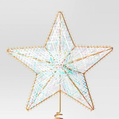  11" Unlit Gold Metal Iridescent Wrap 5 Point Star Double Sided Christmas Tree Topper - Wondershop™