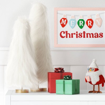  24" Faux Fur Christmas Tree Sculpture - Wondershop™ White