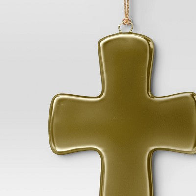  Christmas Ceramic Gold Cross Ornament - Wondershop™