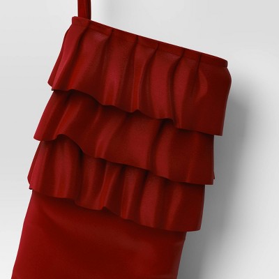  20" Velvet Stocking With Ruffles - Wondershop™