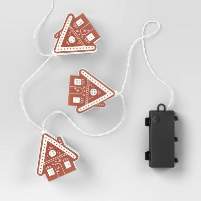  8ct LED Battery Operated Christmas Gingerbread Houses Novelty String Lights Warm White With Clear Wire - Wondershop™