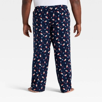  Men's Santa Print Microfleece Holiday Matching Family Pajama Pants - Wondershop™ Navy Blue
