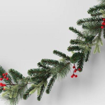  6' Mixed Greenery With Berries Christmas Artificial Garland - Wondershop™