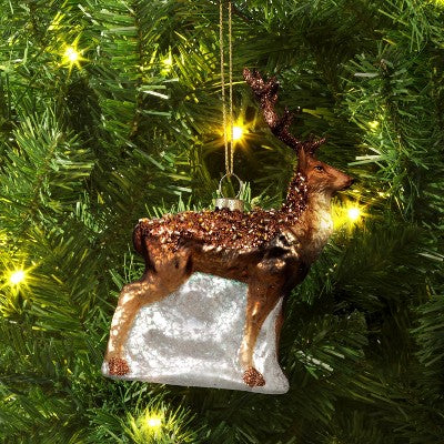  Christmas Brown Glass Reindeer Ornament - Wondershop™
