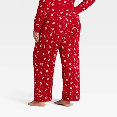  Women's Santa Print Ribbed Holiday Matching Family Pajama Pants - Wondershop™ Red