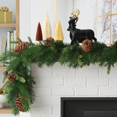  6' Mixed Greenery With Pinecones Artificial Christmas Garland Green - Wondershop™