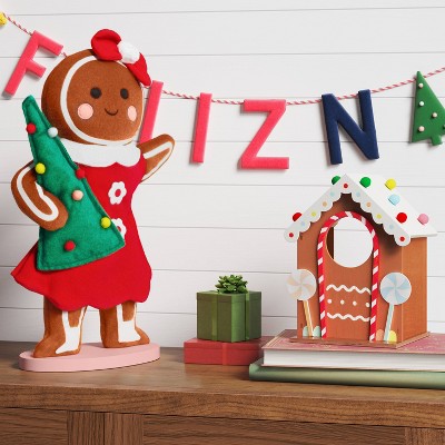  17.25" Fabric Gingerbread Woman Holding Tree Decorative Sculpture - Wondershop™ Brown