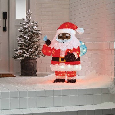  32" Tinsel Santa Christmas Novelty Sculpture Light With 4 Interchangeable Faces - Wondershop™