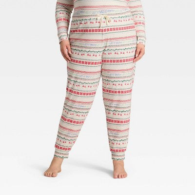  Women's "Let It Snow" Fair Isle Cozy Knit Holiday Matching Family Pajama Pants - Wondershop™ Cream