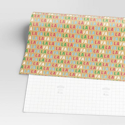  40" 125 Sq Ft Christmas Roll Wrap Multi Fa La La On Brown - Wondershop™