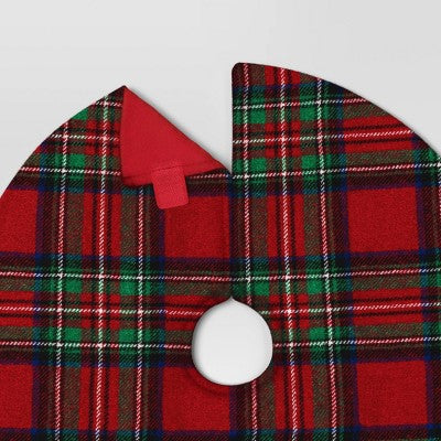  16" Christmas Dia Red/Green Plaid Mini Tree Skirt - Wondershop™