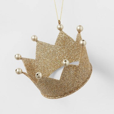  Metal Glitter Crown Christmas Tree Ornament - Wondershop™