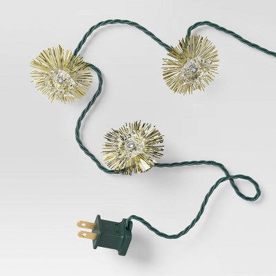  20ct Christmas Tinsel Lights Gold With Warm White Lights With Green Wire - Wondershop™
