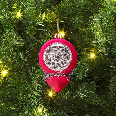  Christmas Flocking Ornament With Reflector Hot Pink - Wondershop™