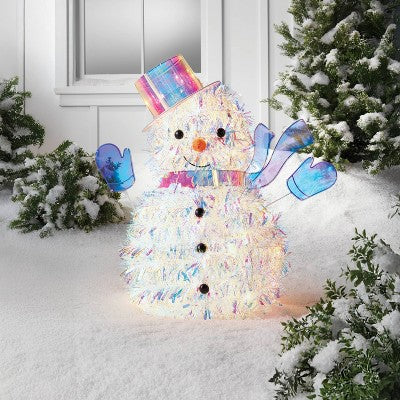  LED Tinsel Snowman Christmas Novelty Sculpture Light With Clear Color Light Bulb - Wondershop™