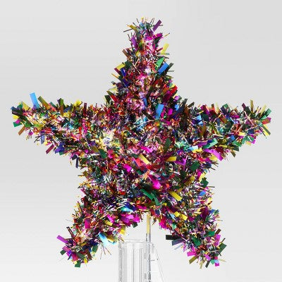  11" Lit-Led Multi Tinsel Star Twinkle Warm White Lights Christmas Tree Topper - Wondershop™
