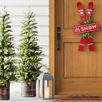  Metal Skis 'Let It Snow' Wall Décor Red/White - Wondershop™