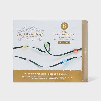  50ct LED Heavy Duty Dewdrop Christmas Indoor Fairy String Lights With Green Wire - Wondershop™