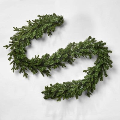  9' Pre-Lit Balsam Fir Artificial Christmas Garland Green With Clear Lights - Wondershop™