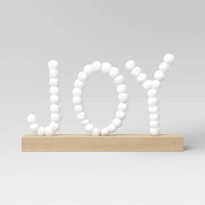  7.75" Battery Operated LED Lit 'JOY' Pom Pom Tabletop Decorative Sign - Wondershop™