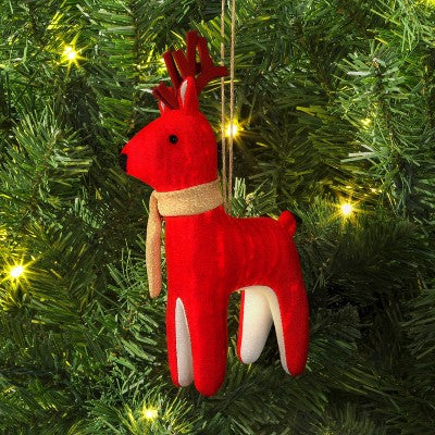  Christmas Fabric Deer Ornament Red - Wondershop™