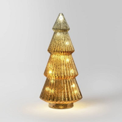  14.75" Battery Operated Lit Glass Christmas Tree Sculpture - Wondershop™