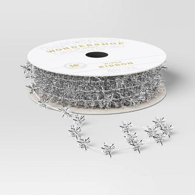  36' Christmas Tinsel Ribbon Silver - Wondershop™