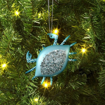  Christmas Glass Crab With Sequin Ornament - Wondershop™