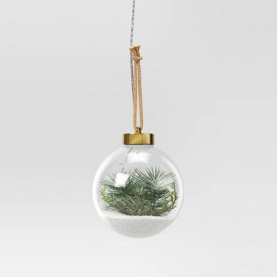  Battery Operated LED Globe With Faux Greenery Christmas Novelty Sculpture Light Warm White - Wondershop™