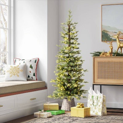  5' Pre-Lit Potted Slim Balsam Artificial Christmas Tree - Wondershop™