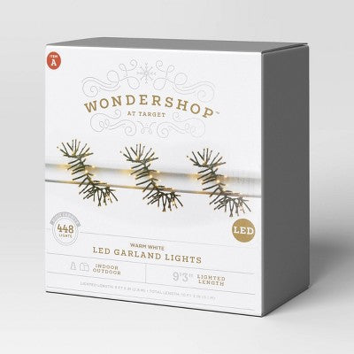  448ct LED Christmas Mini String Lights Garland Warm White Black Wire - Wondershop™