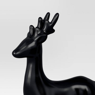  Ceramic Standing Deer Christmas Animal Figurine - Wondershop™ Black: Indoor Holiday Decor, 12" Tall