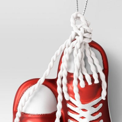  5.31" Christmas Glass Red Sneakers Ornament - Wondershop™
