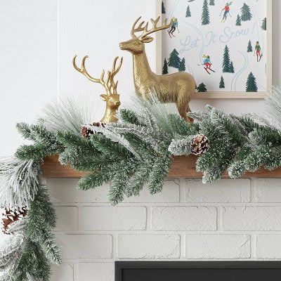  6' Flocked Mixed Greenery With Pinecones Artificial Christmas Garland Green - Wondershop™