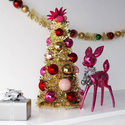  12.5" Christmas Tinsel Tree Gold - Wondershop™